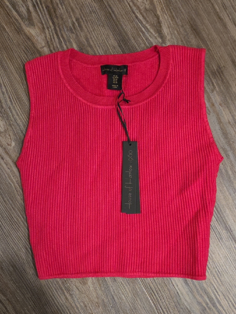 House of Harlow 1960 Ribbed Sleeveless Crop Tank - Bright Pink